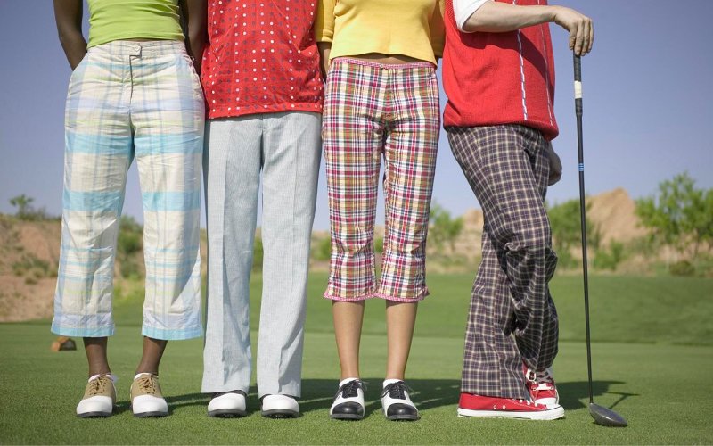 Golf foursome from waist down