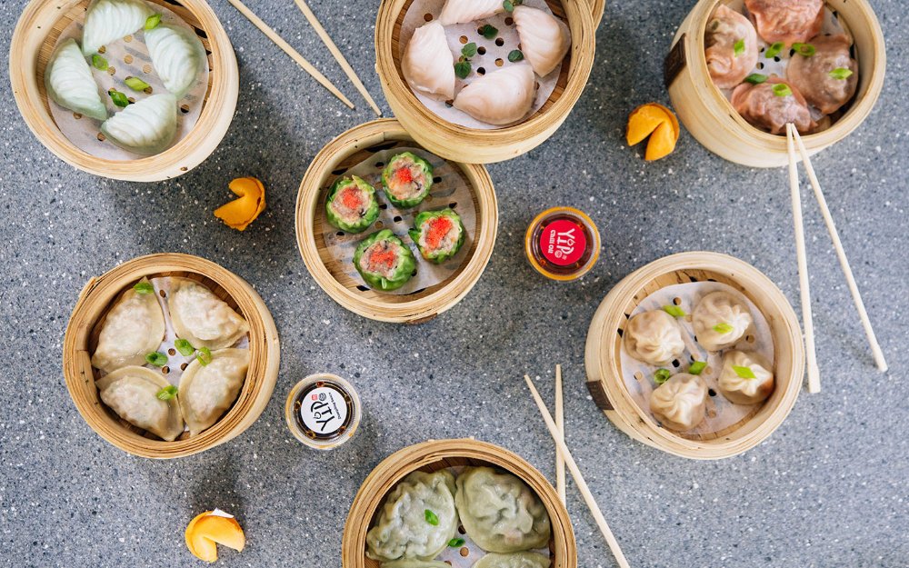 Yip's dim sum served in bamboo steamers