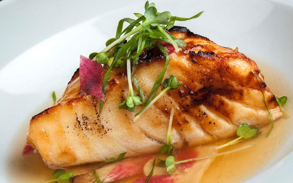 Miso-glazed sea bass at Bourbon Steak