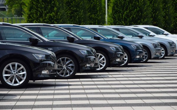 Cars lined up in a row