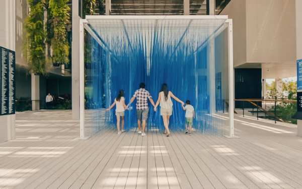 Family entering the immersive art exhibit at PAMM